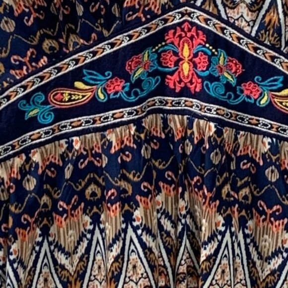 Flying Tomato Dress Womens Small Mini Boho Bell Sleeve Peasant Fall Casual Blue - Picture 8 of 9